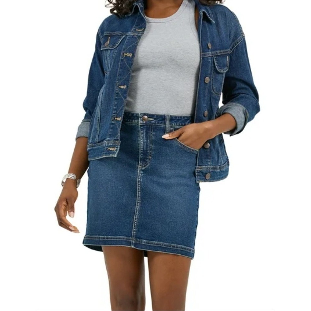 Lee Women's Mid Rise Denim Skort 22M Boho Country Western‎ Cowgirl Rodeo Ranch